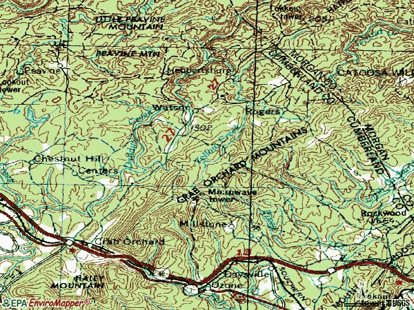 Zip code 37723 topographic map