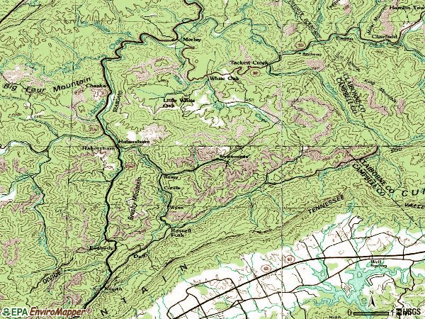 Zip code 37729 topographic map
