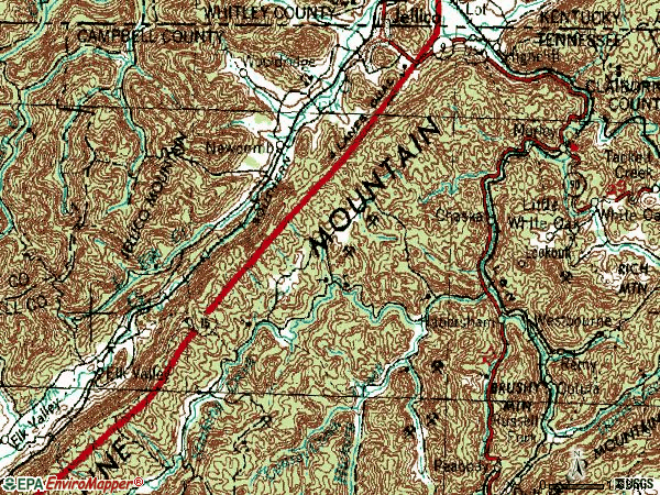 Zip code 37762 topographic map