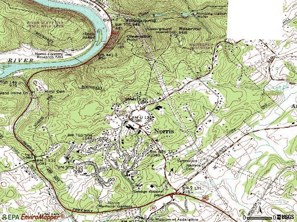 Zip code 37828 topographic map