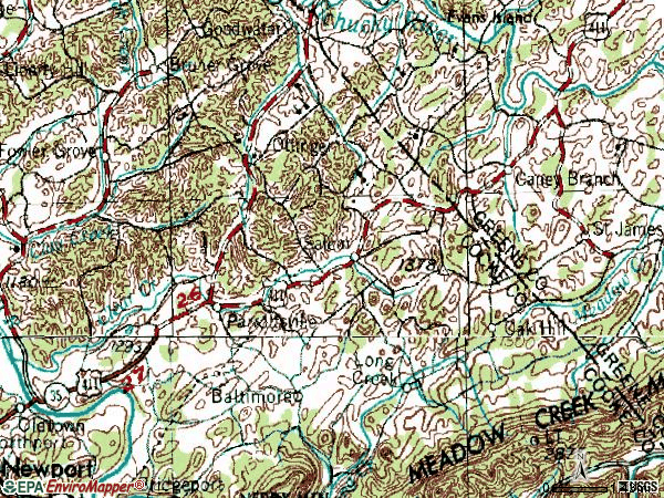 Zip code 37843 topographic map