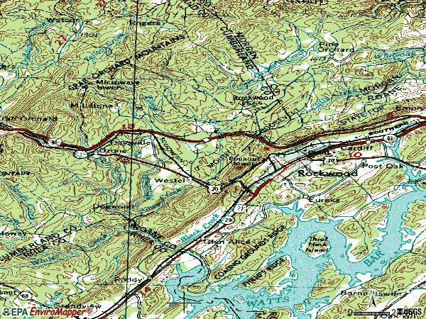 Zip code 37854 topographic map