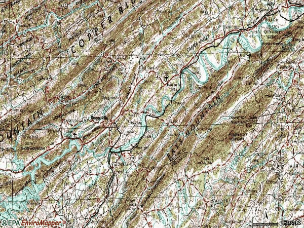 Zip code 37857 topographic map