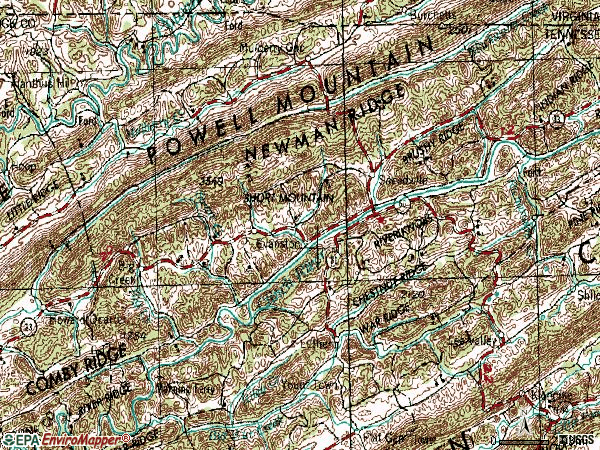 Zip code 37869 topographic map
