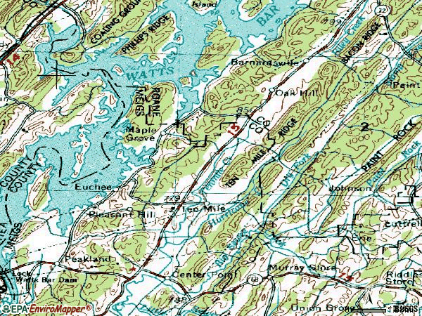 Zip code 37880 topographic map