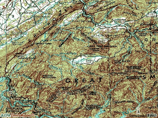 Zip code 37882 topographic map