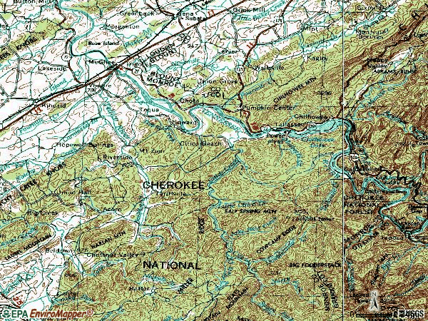 Zip code 37885 topographic map