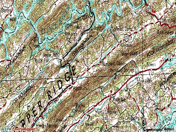Zip code 37888 topographic map