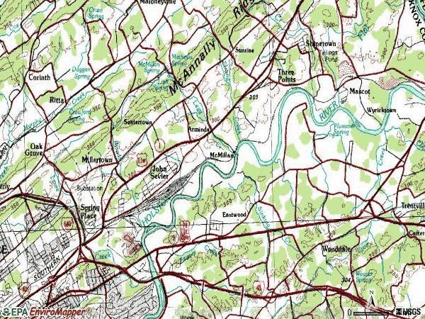 Zip code 37924 topographic map