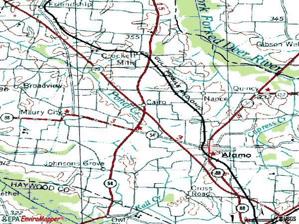 Zip code 38001 topographic map