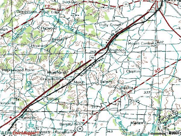 Zip code 38011 topographic map