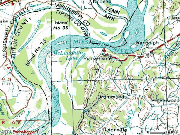 Zip code 38023 topographic map