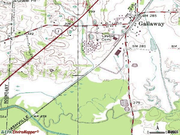 Zip code 38036 topographic map