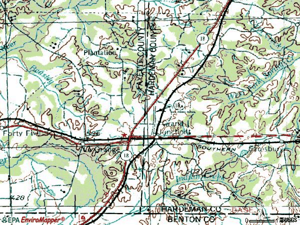 Zip code 38039 topographic map