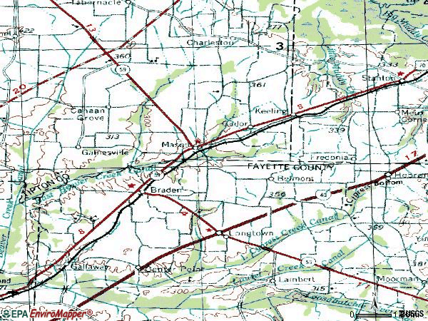 Zip code 38049 topographic map