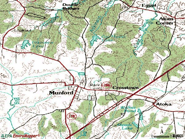Zip code 38058 topographic map
