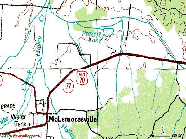 Zip code 38235 topographic map