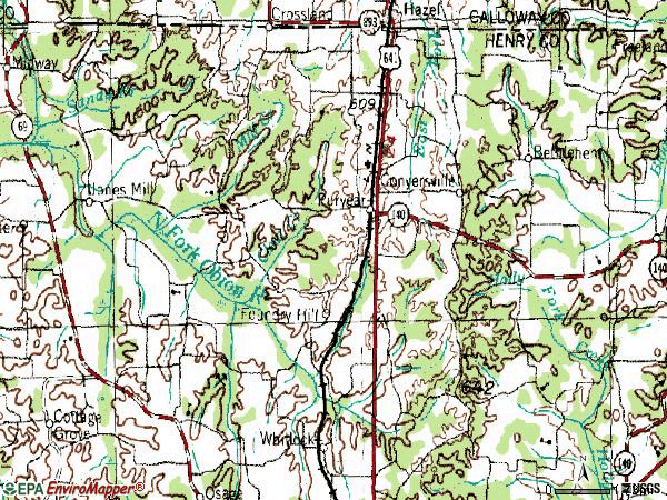 Zip code 38251 topographic map