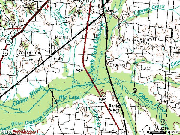 Zip code 38253 topographic map