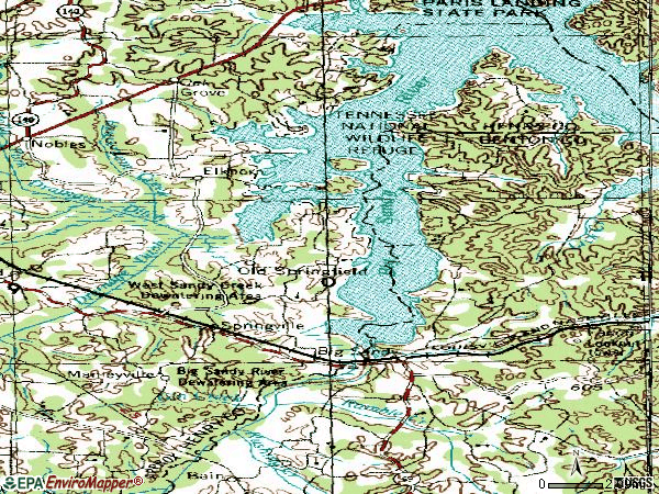 Zip code 38256 topographic map