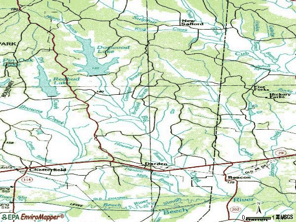 Zip code 38328 topographic map