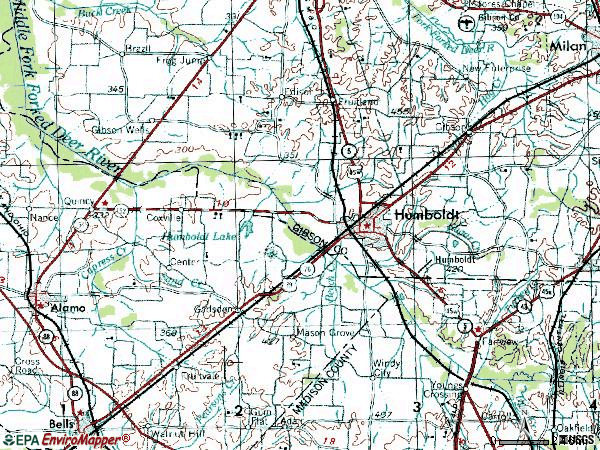 Zip code 38343 topographic map