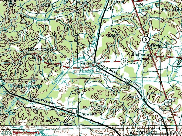 Zip code 38367 topographic map