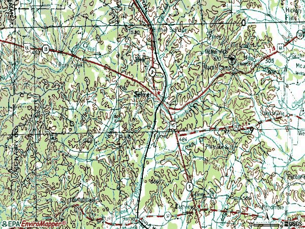 Zip code 38375 topographic map