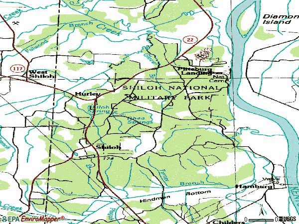 Zip code 38376 topographic map