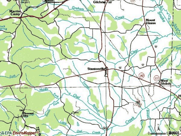 Zip code 38379 topographic map