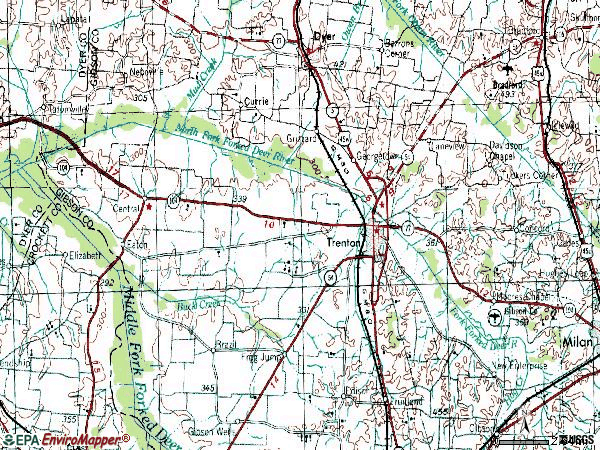 Zip code 38382 topographic map