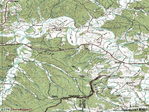 Zip code 38454 topographic map
