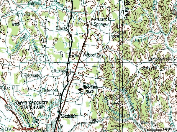 Zip code 38456 topographic map