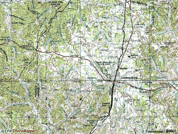Zip code 38464 topographic map