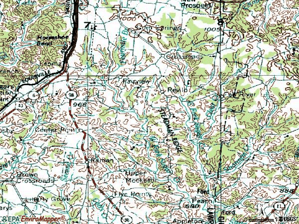 Zip code 38468 topographic map