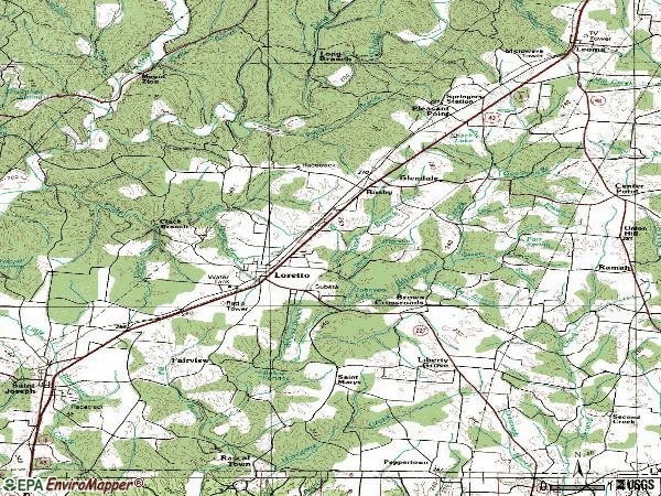 Zip code 38469 topographic map