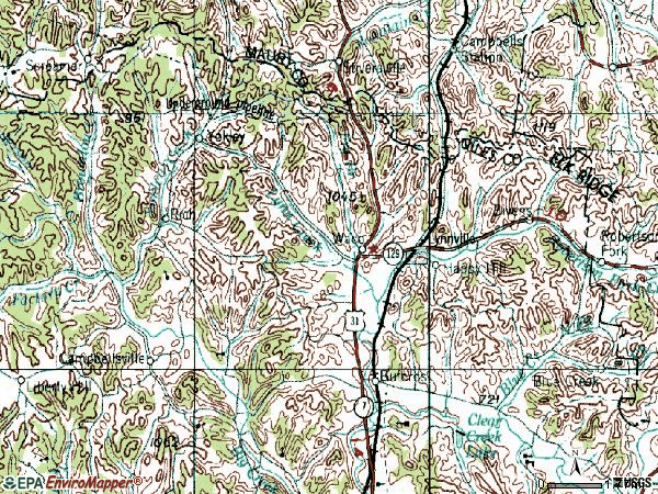 Zip code 38472 topographic map