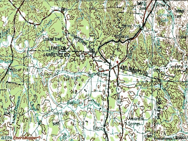 Zip code 38483 topographic map