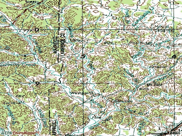 Zip code 38486 topographic map