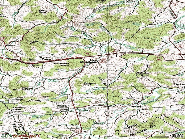 Zip code 38547 topographic map