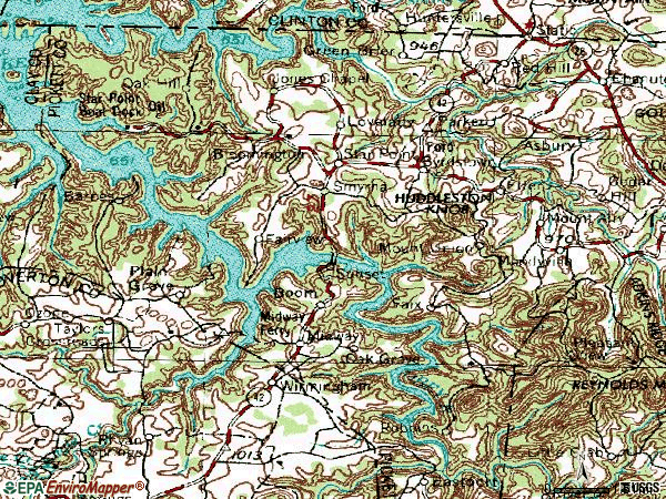Zip code 38549 topographic map