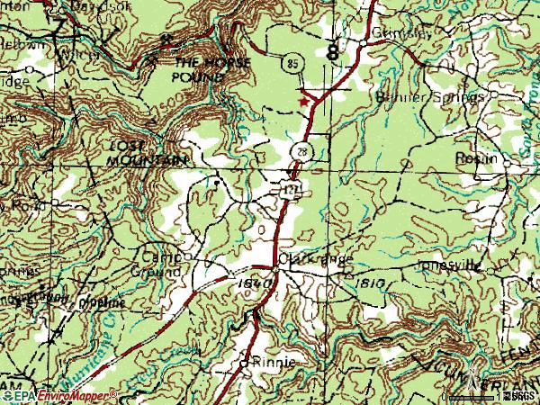 Zip code 38553 topographic map