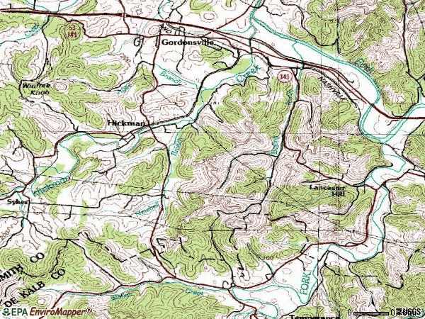 Zip code 38567 topographic map