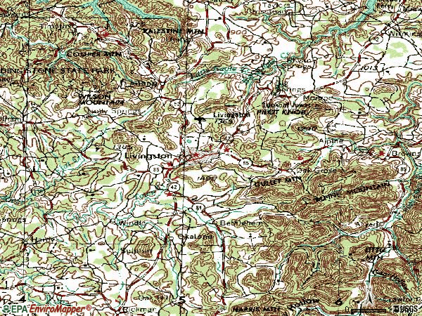 Zip code 38570 topographic map
