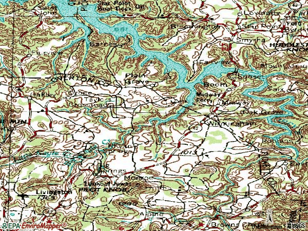 Zip code 38573 topographic map
