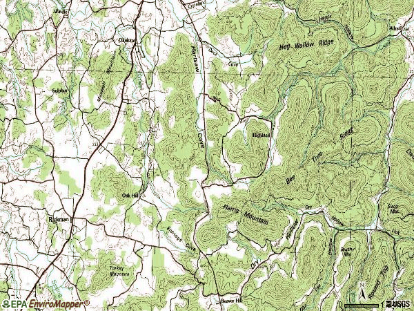 Zip code 38580 topographic map