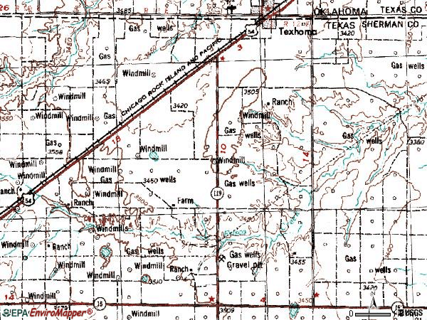 Zip code 73949 topographic map