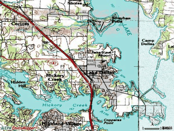 Zip code 75065 topographic map