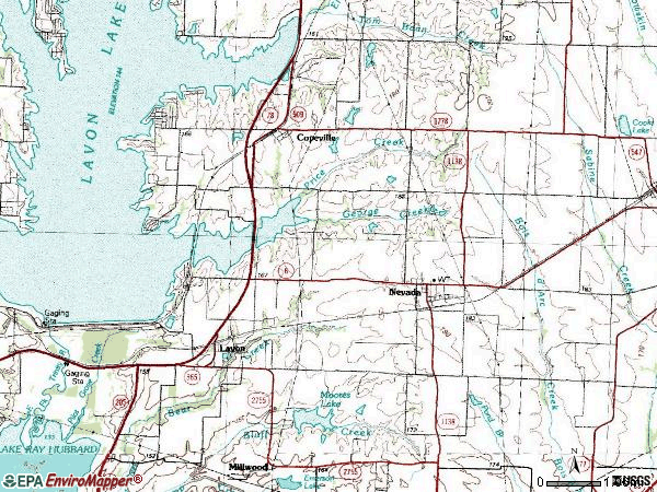 Zip code 75173 topographic map