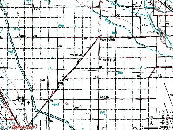 Zip code 93624 topographic map
